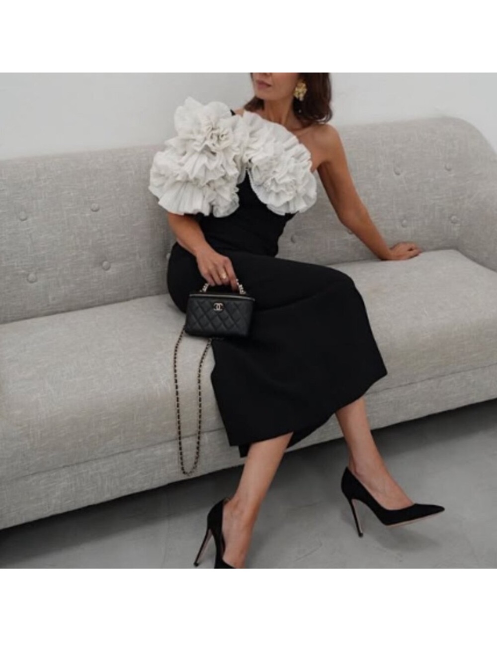 Acler Hampstead Midi Dress in Black with Ivory